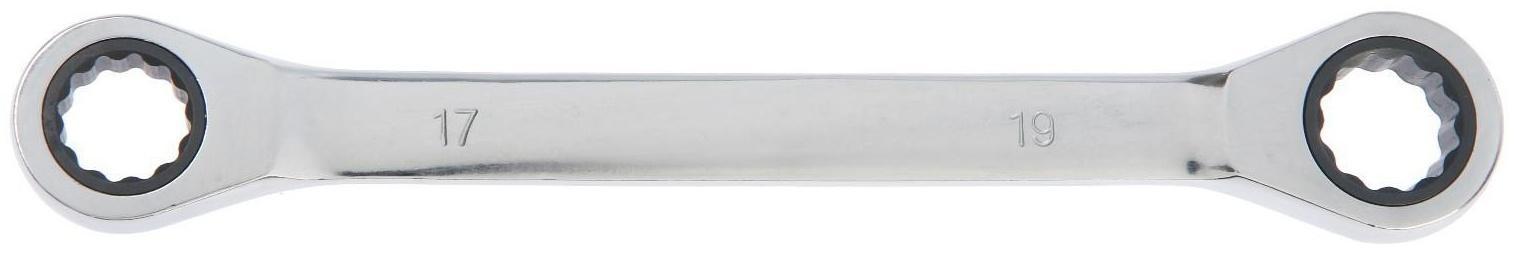 Ключ накидной трещоточный ТУНДРА, CrV, полированный, 72 зуба, 17 х 19 мм