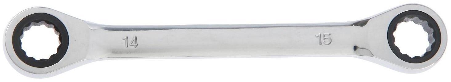 Ключ накидной трещоточный ТУНДРА, CrV, полированный, 72 зуба, 14 х 15 мм
