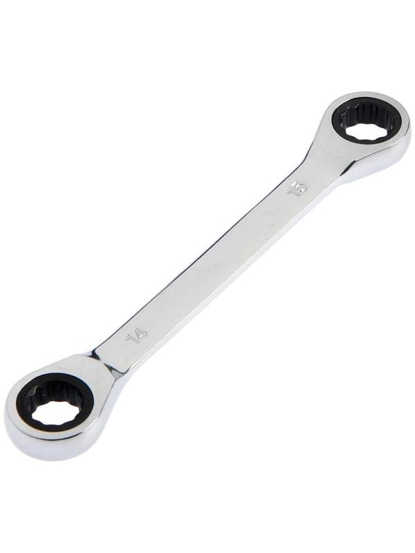 Ключ накидной трещоточный ТУНДРА, CrV, полированный, 72 зуба, 14 х 15 мм