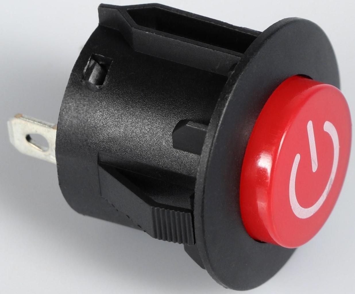 Выключатель кнопочный с подсветкой, с фиксацией, красный
