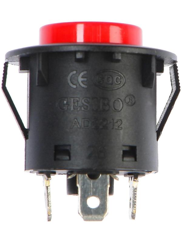 Выключатель кнопочный с подсветкой, с фиксацией, красный