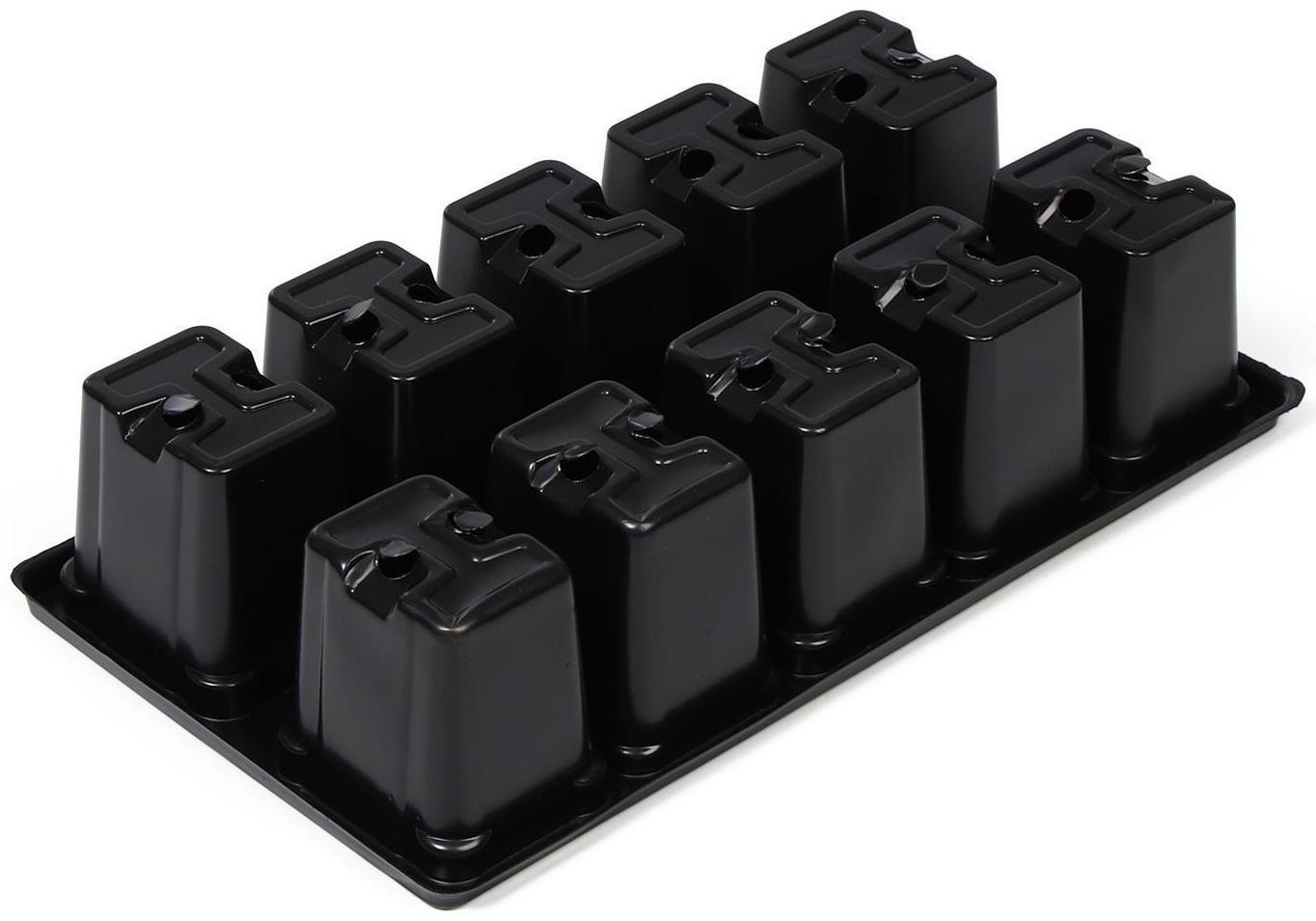 Кассета для рассады, 10 ячеек по 100 мл, чёрная, Greengo