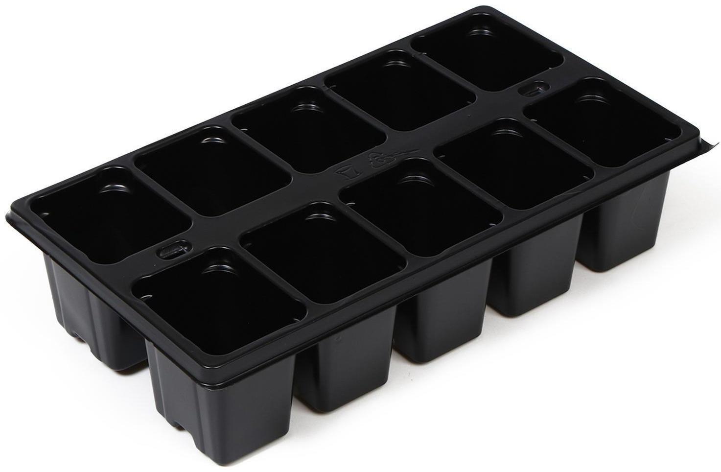 Кассета для рассады, 10 ячеек по 100 мл, чёрная, Greengo