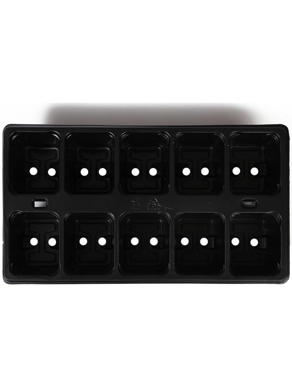 Кассета для рассады, 10 ячеек по 100 мл, чёрная, Greengo