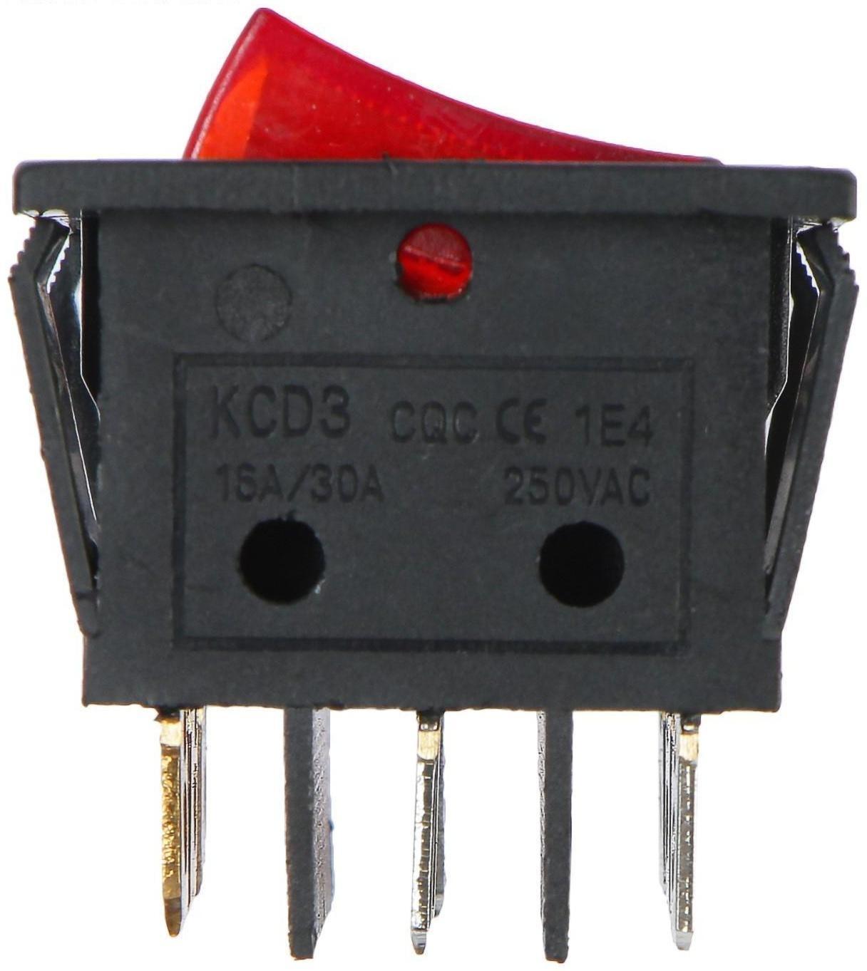 Выключатель трехклавишный с подсветкой, красный