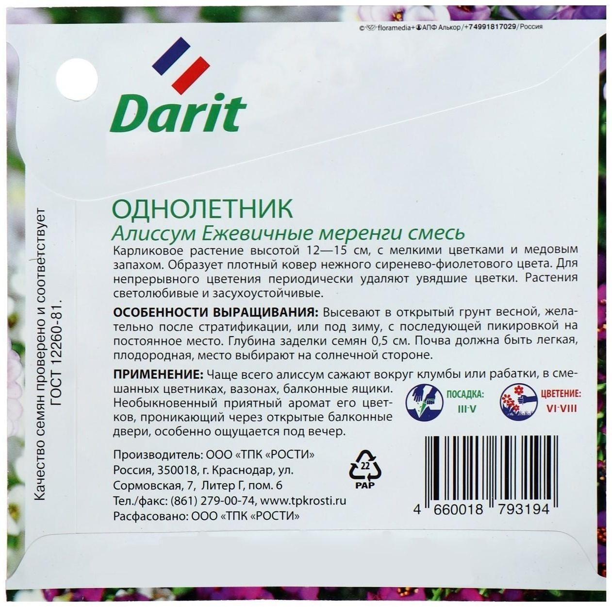 Семена цветов Алиссум 