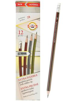 Карандаш чернографитный Koh-I-Noor 1397 2B, сверхгибкий, с ластиком, цена за 1 шт.