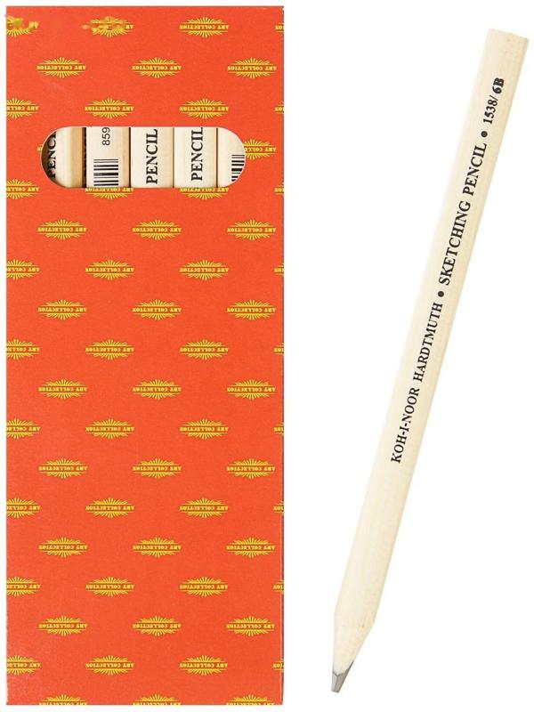 Карандаш художественный чернографитный 5.0 мм, Koh-I-Noor 1538 6B, L=174 мм