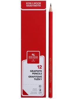 Карандаш чернографитный Koh-I-Noor 1703 B ALPHA, красный корпус, заточенный