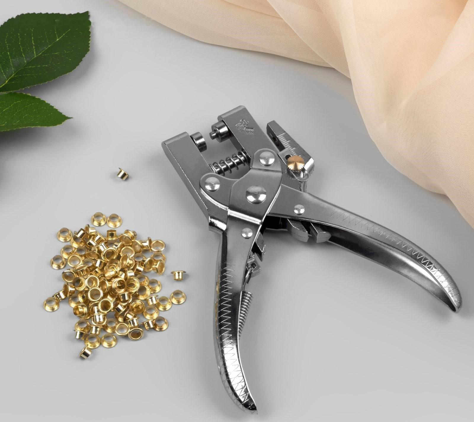 Щипцы с дыроколом для установки блочек, с блочками, ̴ 100 шт, 17 × 10 см