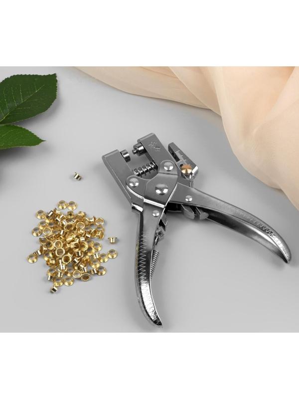 Щипцы с дыроколом для установки блочек, с блочками, ̴ 100 шт, 17 × 10 см