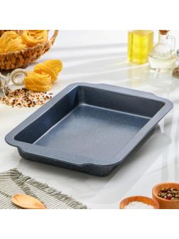 Противень Доляна «Прямоугольник. Элин», 40,5×27×4,5 см, антипригарное покрытие, цвет серый