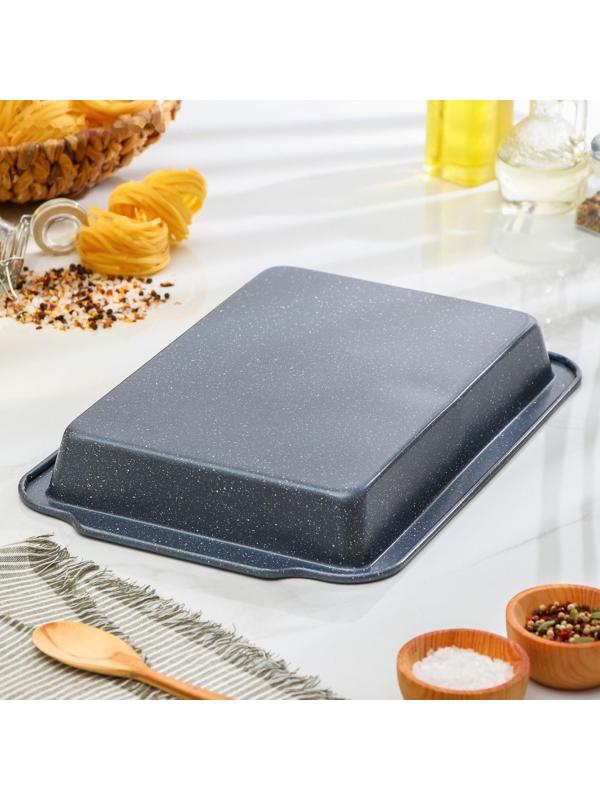 Противень Доляна «Прямоугольник. Элин», 40,5×27×4,5 см, антипригарное покрытие, цвет серый