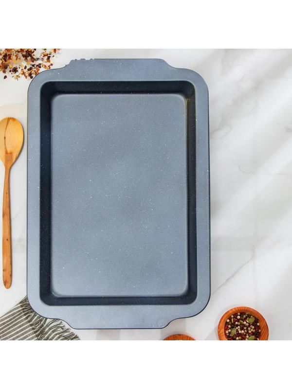 Противень Доляна «Прямоугольник. Элин», 40,5×27×4,5 см, антипригарное покрытие, цвет серый
