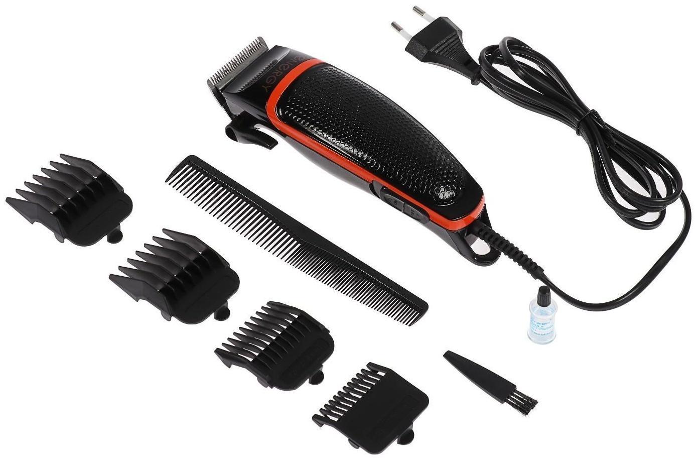Машинка для стрижки ENERGY EN-735, 10 Вт, 4 насадки, черно-оранжевая