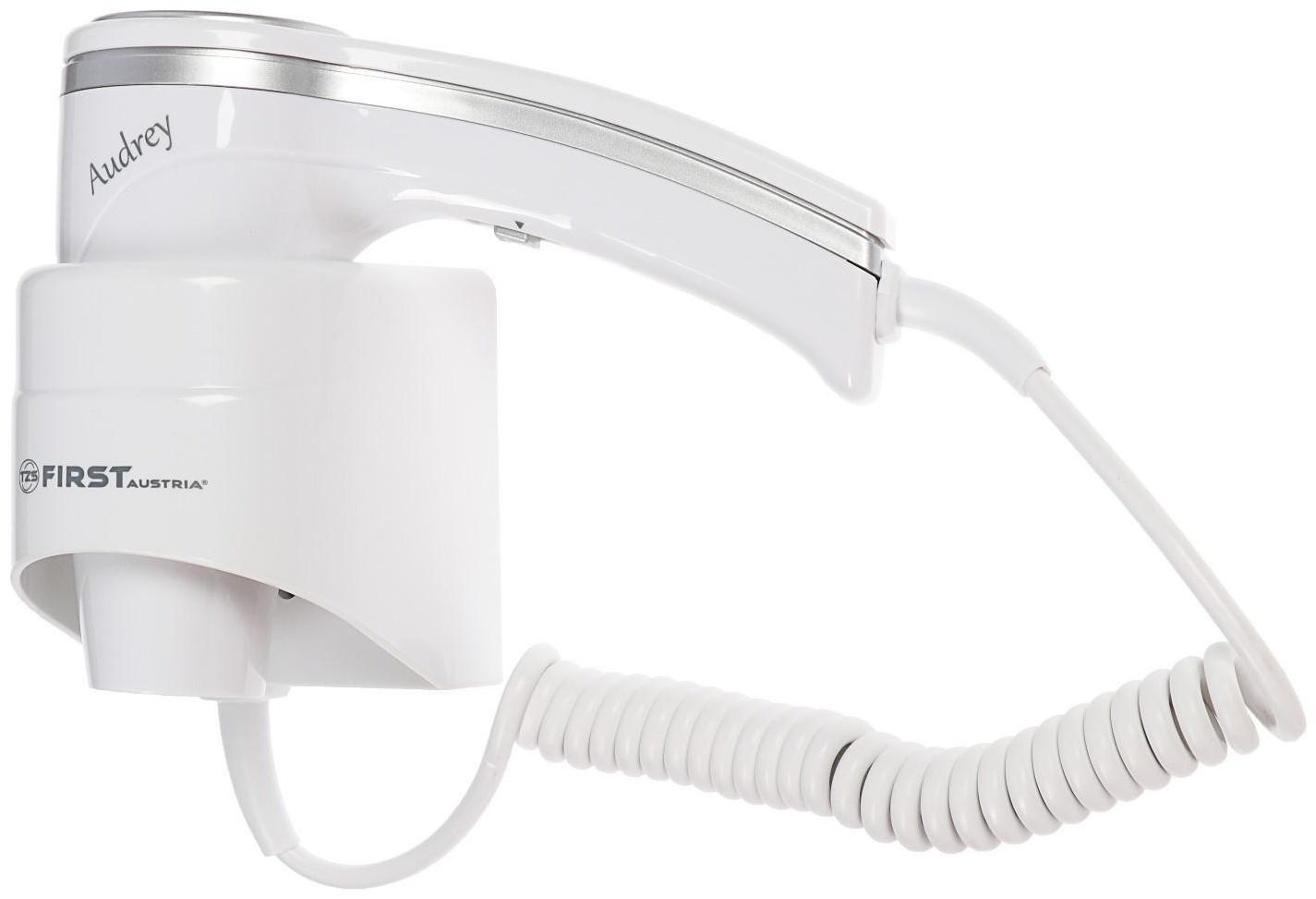 Фен FIRST FA-5655-1, 1200 Вт, крепление на стене, 1 скорость, 2 температурных режима, белый