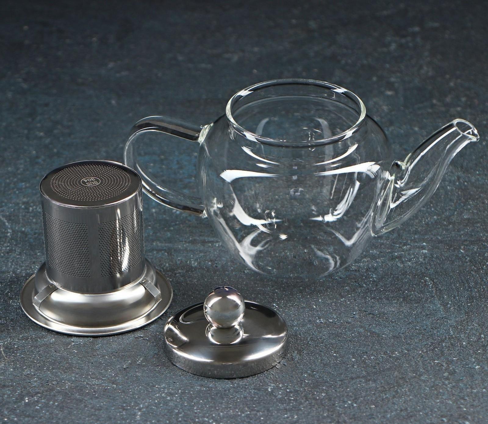 Чайник стеклянный заварочный «Калиопа», 250 мл, с металлическим ситом