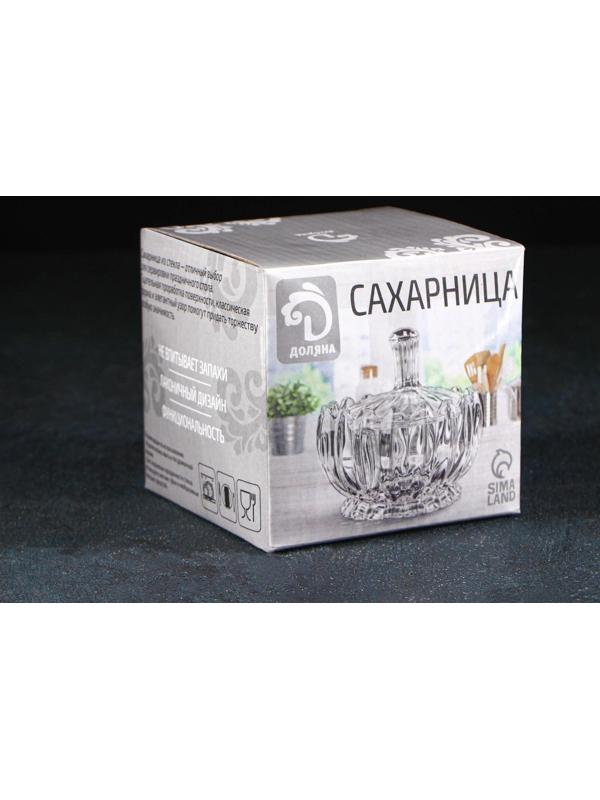 Сахарница стеклянная Доляна «Любава», 250 мл, 10×10×10,5 см