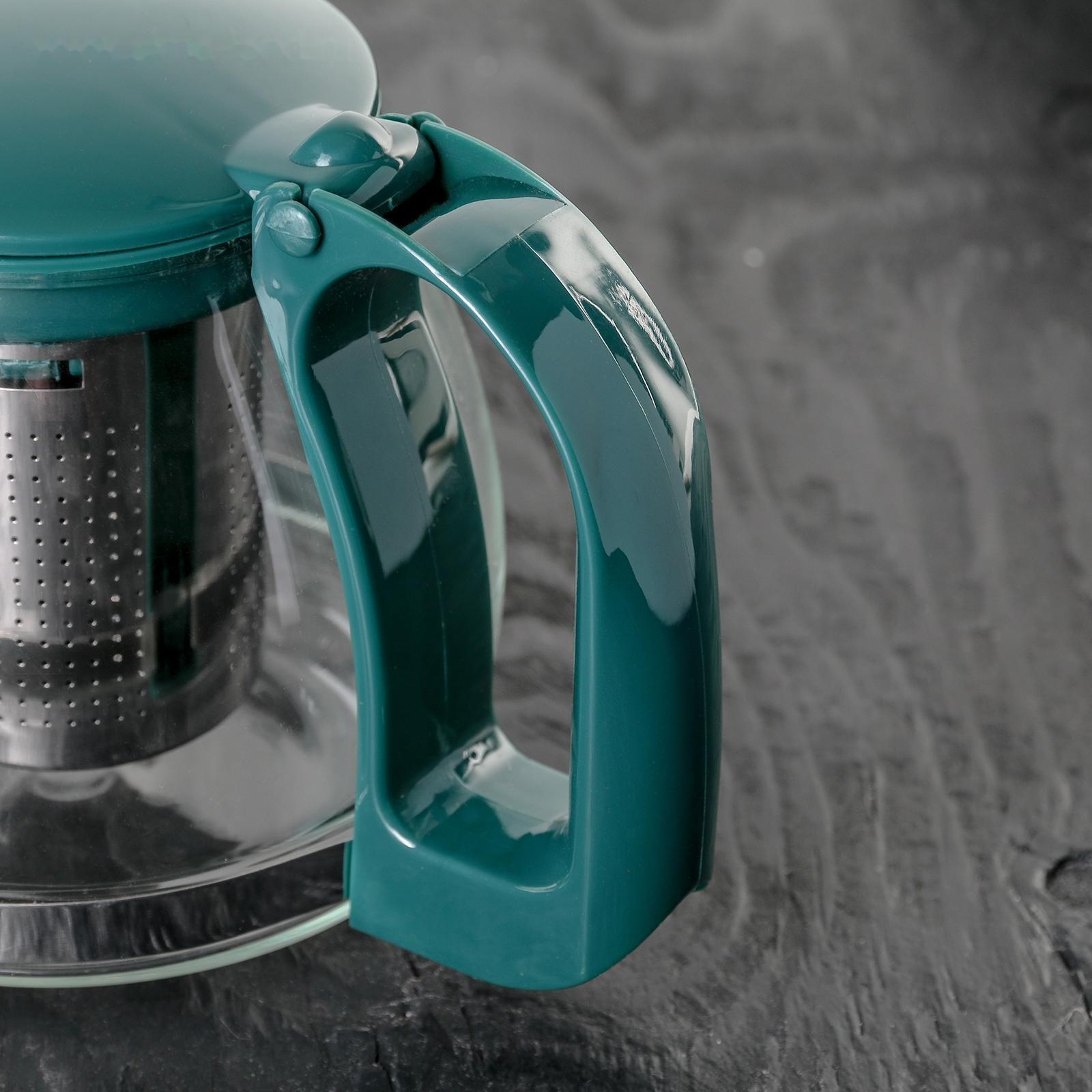 Чайник стеклянный заварочный «Джони», 700 мл, с металлическим ситом, цвет МИКС