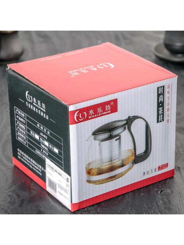 Чайник стеклянный заварочный «Джони», 700 мл, с металлическим ситом, цвет МИКС