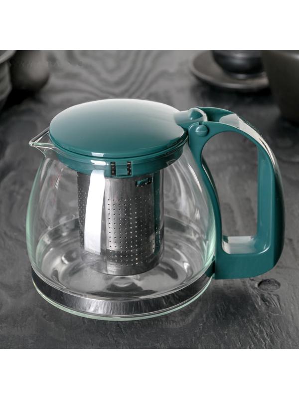 Чайник стеклянный заварочный «Джони», 700 мл, с металлическим ситом, цвет МИКС