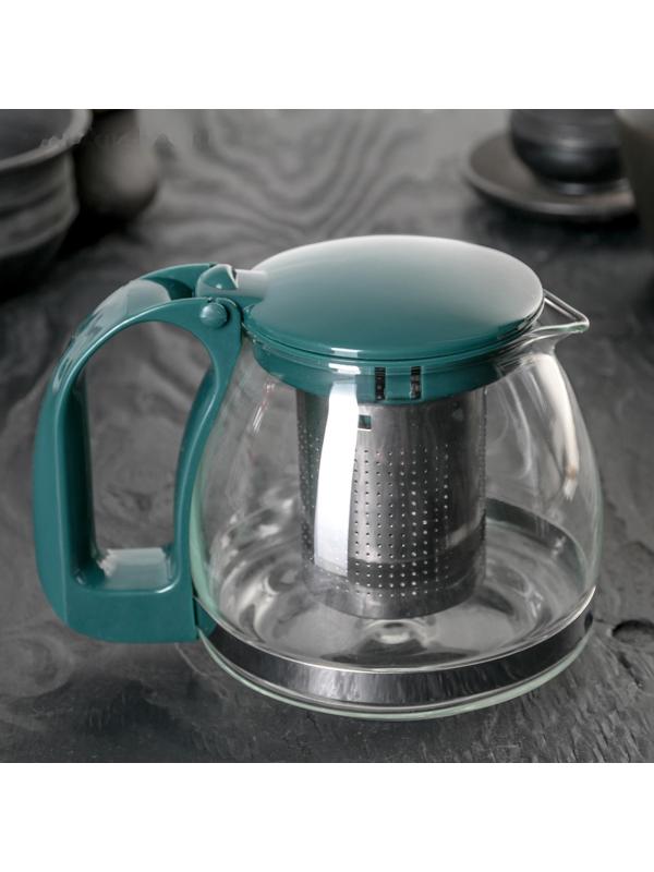 Чайник стеклянный заварочный «Джони», 700 мл, с металлическим ситом, цвет МИКС