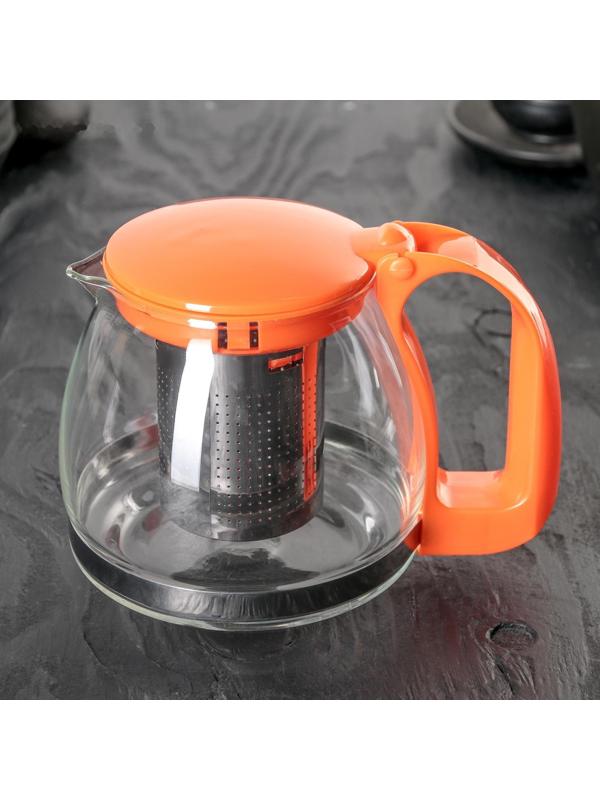 Чайник стеклянный заварочный «Джони», 700 мл, с металлическим ситом, цвет МИКС