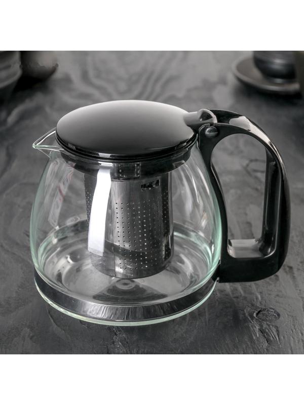 Чайник стеклянный заварочный «Джони», 700 мл, с металлическим ситом, цвет МИКС