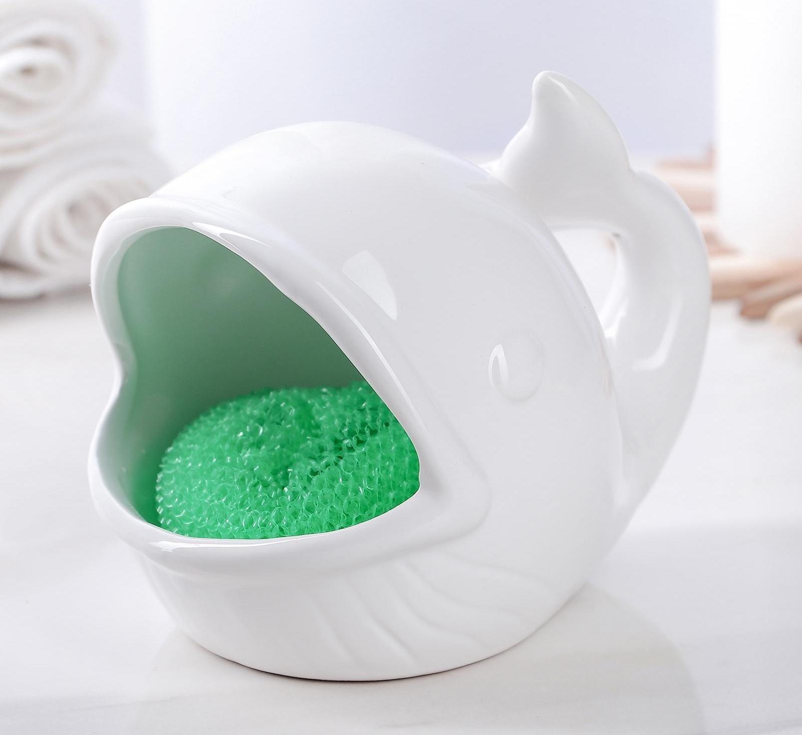 Подставка для губки «Кит», цвет белый