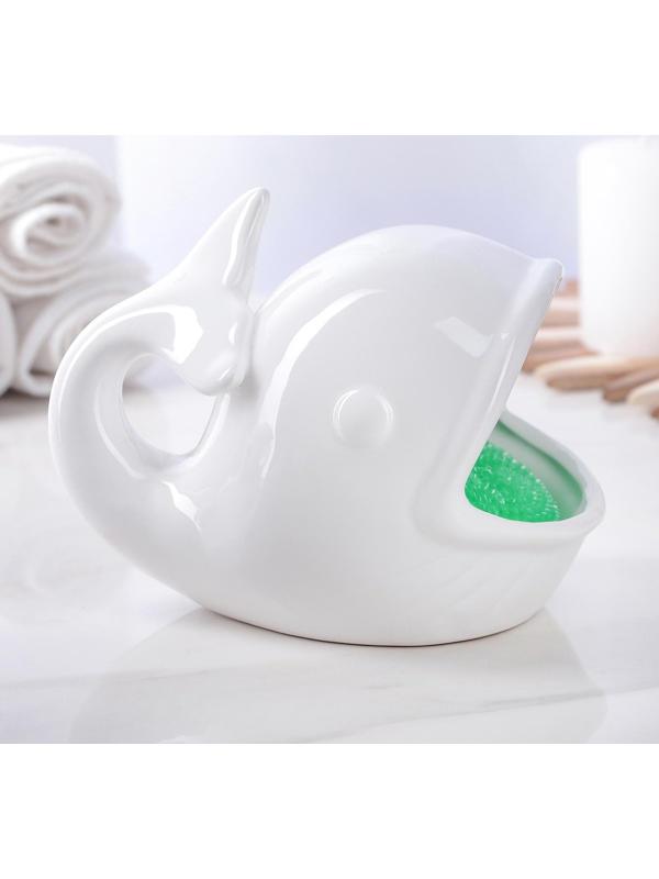 Подставка для губки «Кит», цвет белый