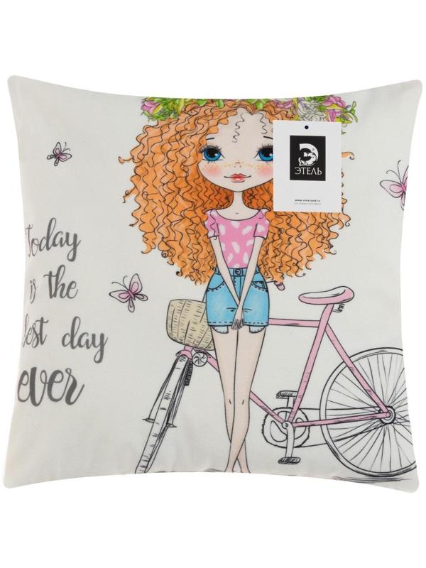 Наволочка декоративная Этель Девичьи истории»Прогулка» 40х40 см, велюр