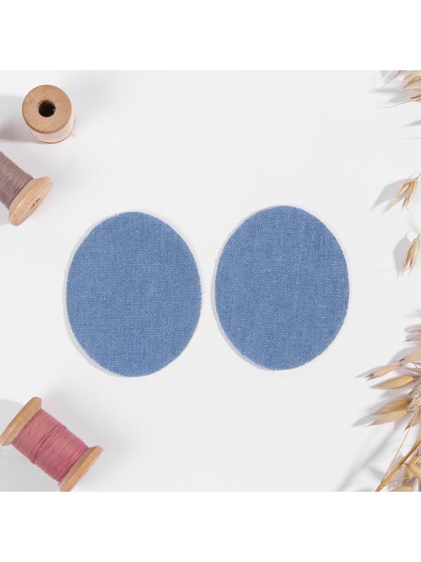 Заплатки для одежды, 7 × 5,5 см, термоклеевые, пара, цвет джинс