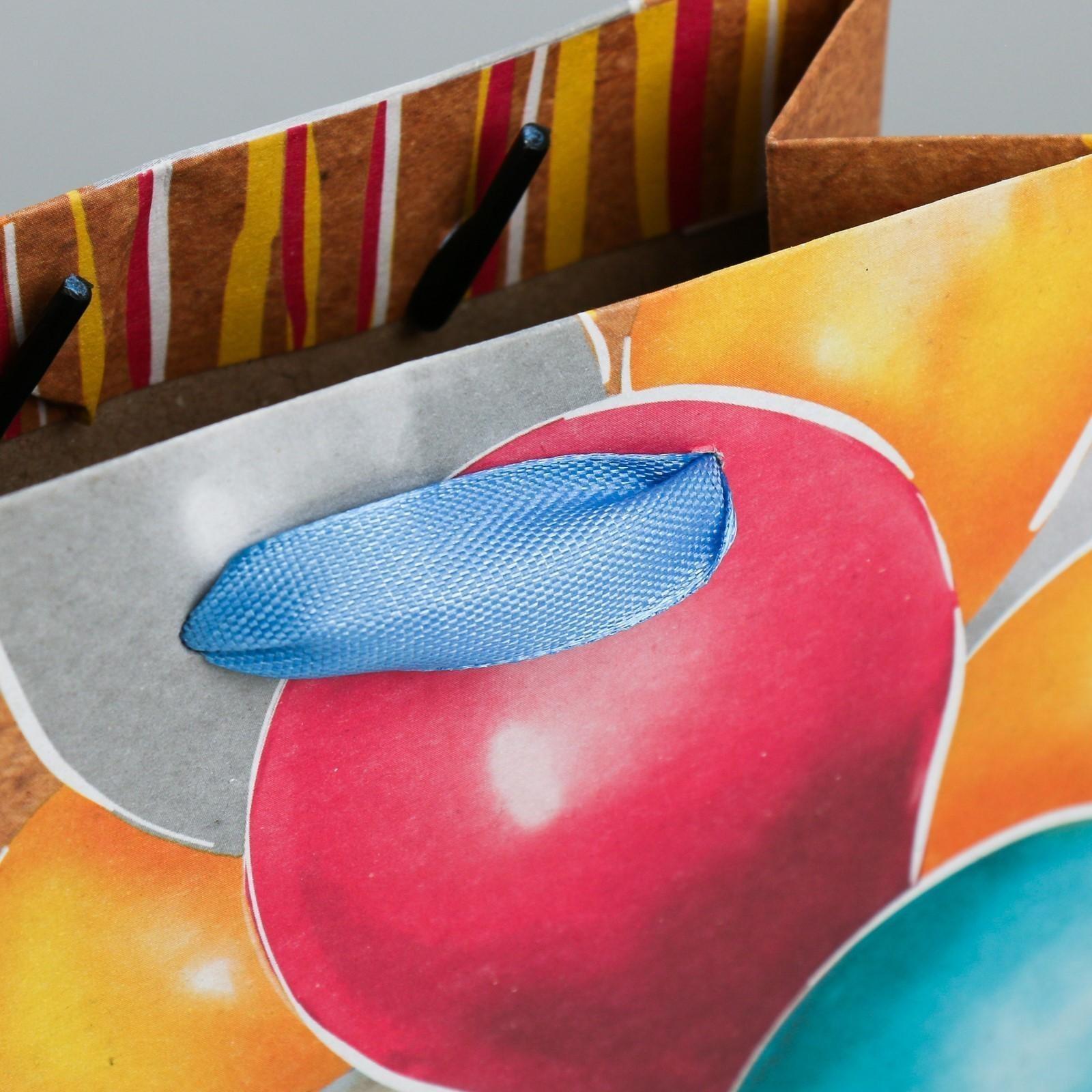 Пакет крафтовый вертикальный «Весёлый праздник», S 12 × 15 × 5.5 см