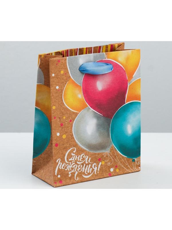 Пакет крафтовый вертикальный «Весёлый праздник», S 12 × 15 × 5.5 см