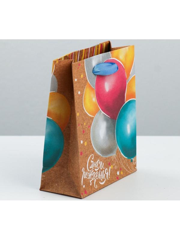 Пакет крафтовый вертикальный «Весёлый праздник», S 12 × 15 × 5.5 см