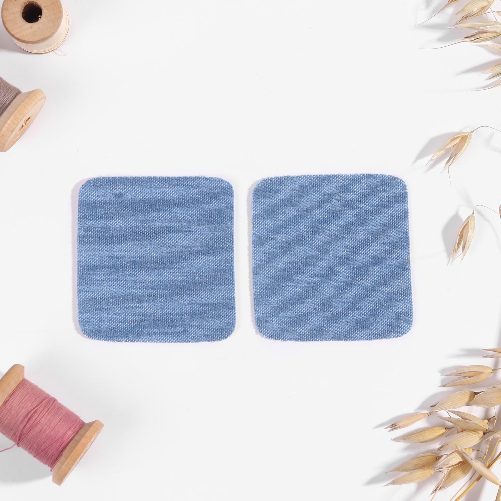 Заплатки для одежды, 5,5 × 5,5 см, термоклеевые, пара, цвет джинс