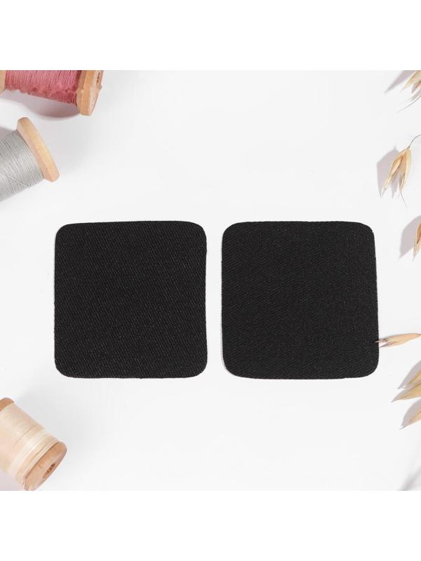 Заплатки для одежды, 5,5 × 5,5 см, термоклеевые, пара, цвет чёрный