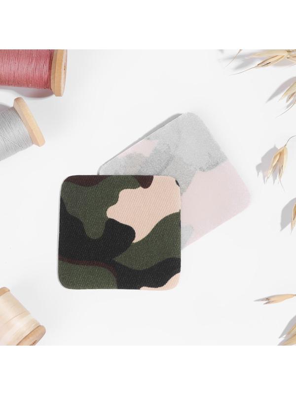 Заплатки для одежды, 5,5 × 5,5 см, термоклеевые, пара, цвет камуфляж