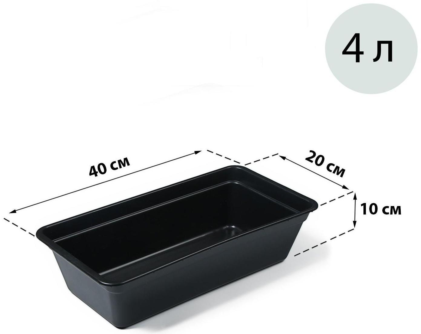 Ящик для рассады, 40 × 20 × 10 см, 4 л., чёрный, «Супер Урожай»