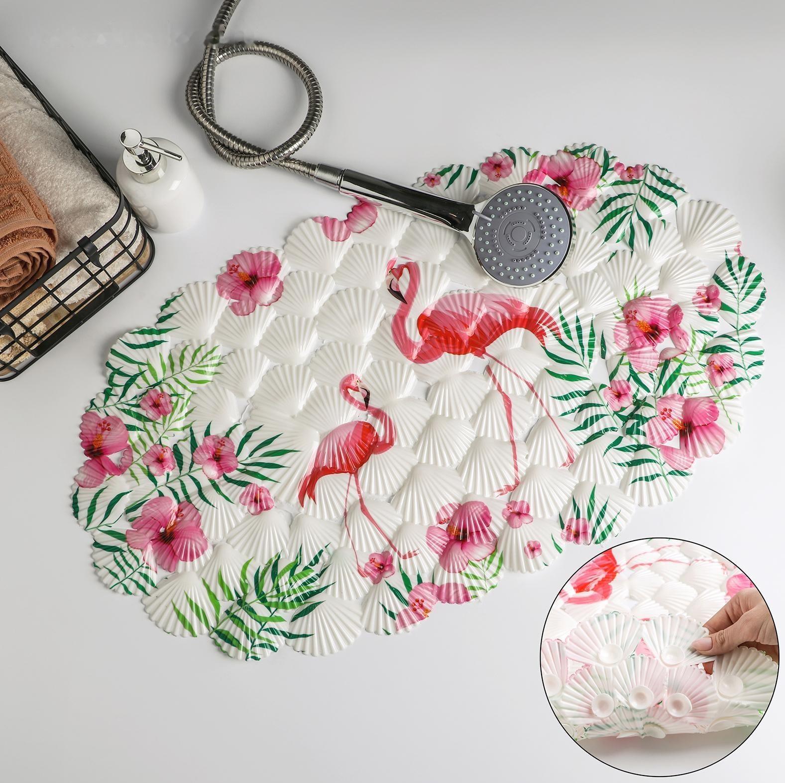 SPA-коврик для ванны на присосках Доляна «Фламинго», 38×68 см