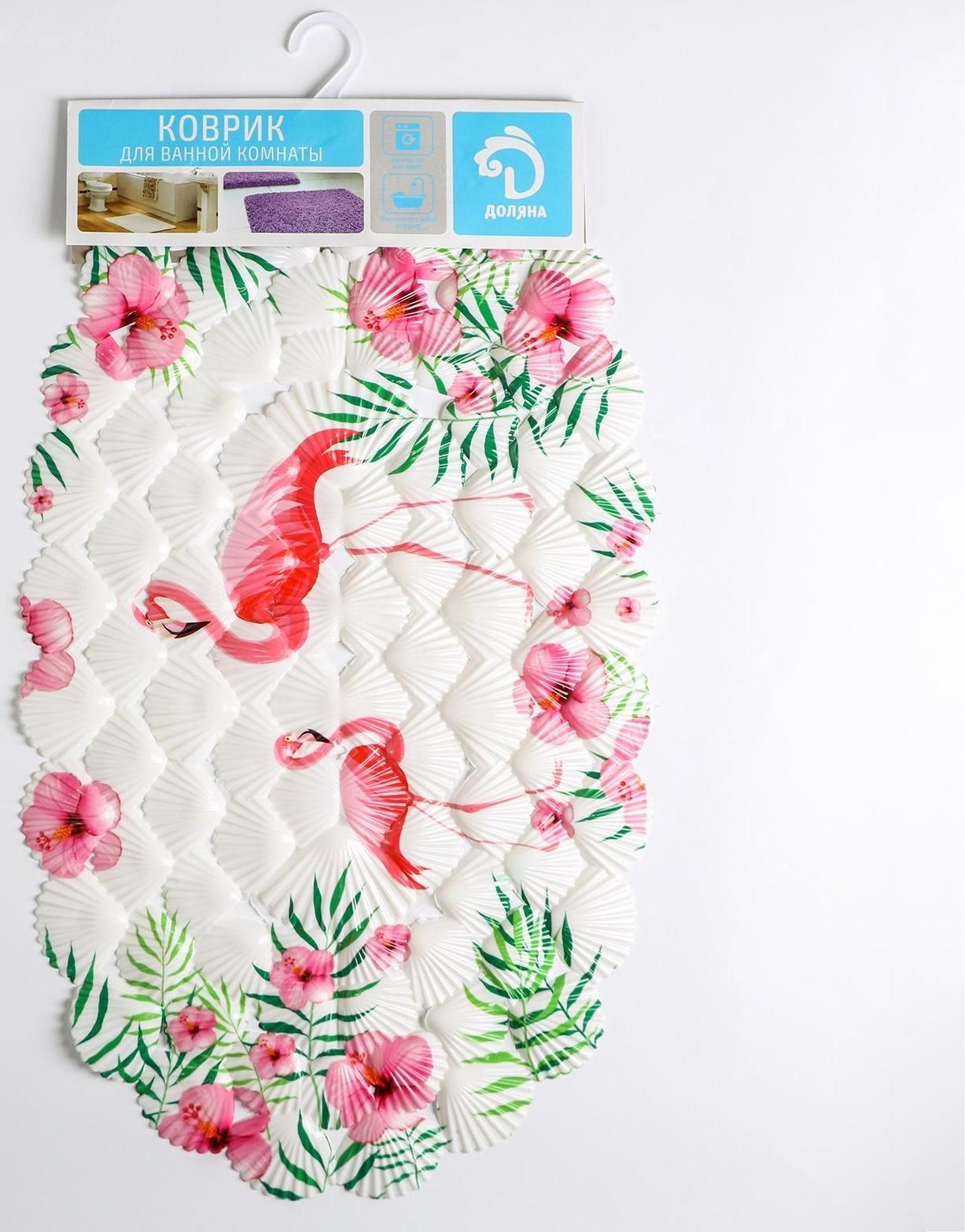 SPA-коврик для ванны на присосках Доляна «Фламинго», 38×68 см