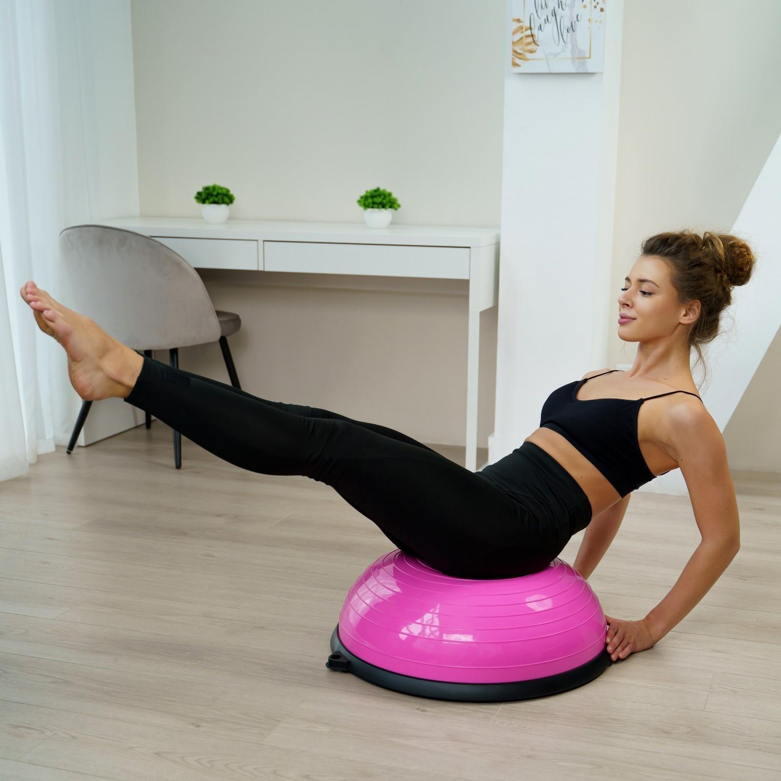 Полусфера BOSU гимнастическая 55 х 20 см, с насосом, цвет розовый
