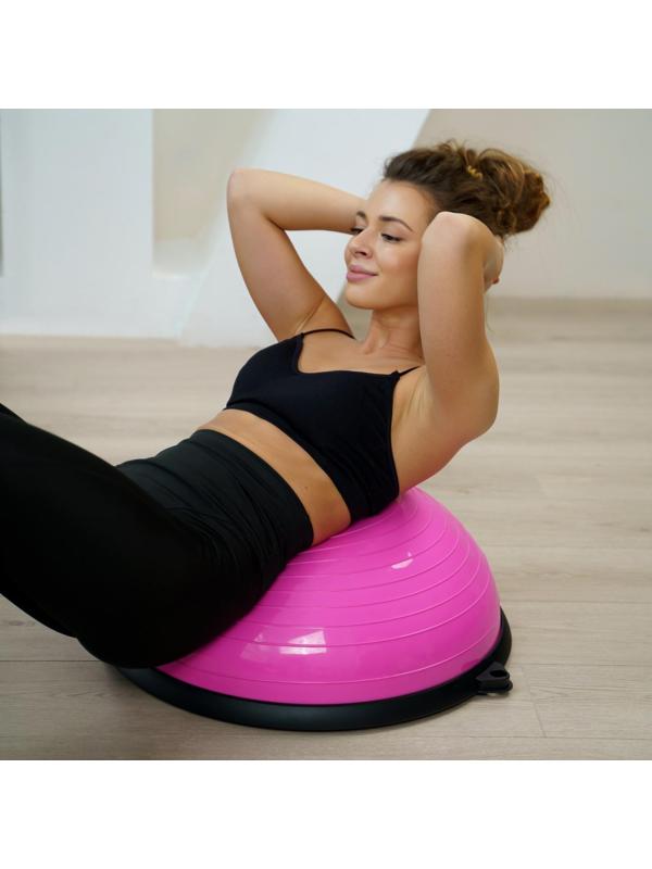 Полусфера BOSU гимнастическая 55 х 20 см, с насосом, цвет розовый