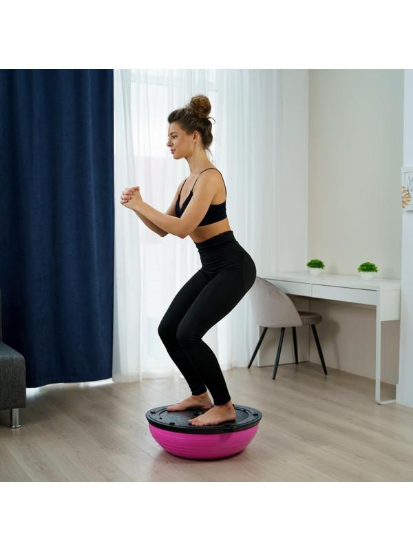 Полусфера BOSU гимнастическая 55 х 20 см, с насосом, цвет розовый