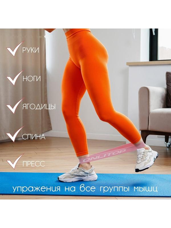 Фитнес-резинка, 30,5 х 7,6 см, толщина 3,5 мм, нагрузка до 3 кг, цвет розовый