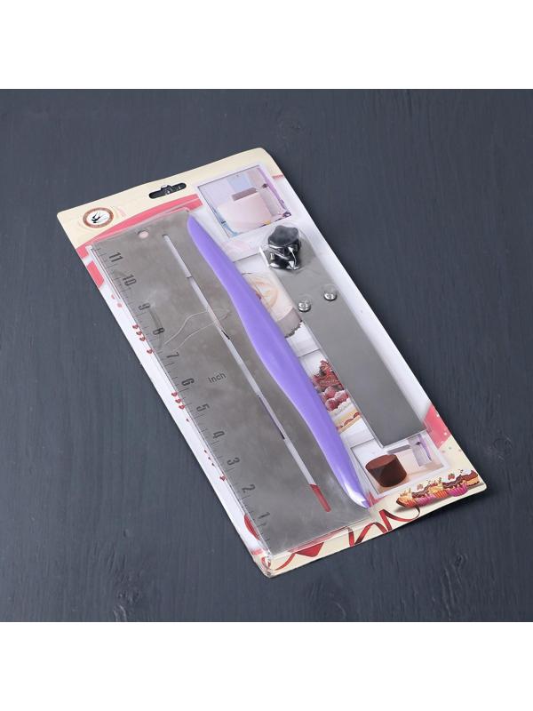 Шпатель кондитерский с размерной линейкой, 2 части, 31×23×3 см, цвет фиолетовый