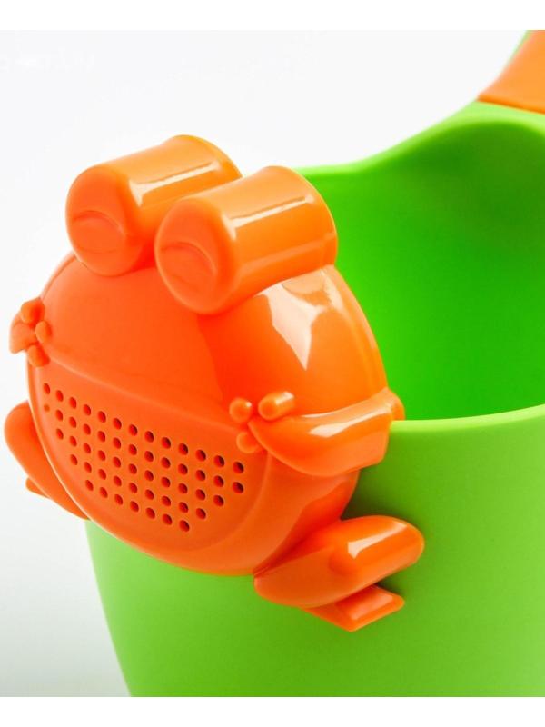 Ковш для купания и мытья головы, детский банный ковшик, хозяйственный с насадкой-лейкой  «Лягушонок», 500 мл., цвет МИКС