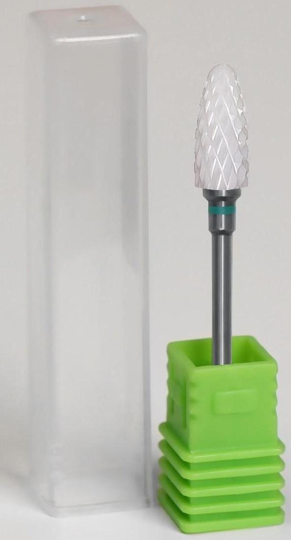 Фреза керамическая для маникюра «Кукуруза», крупная нарезка, 6 × 17 мм, в пластиковом футляре, цвет белый