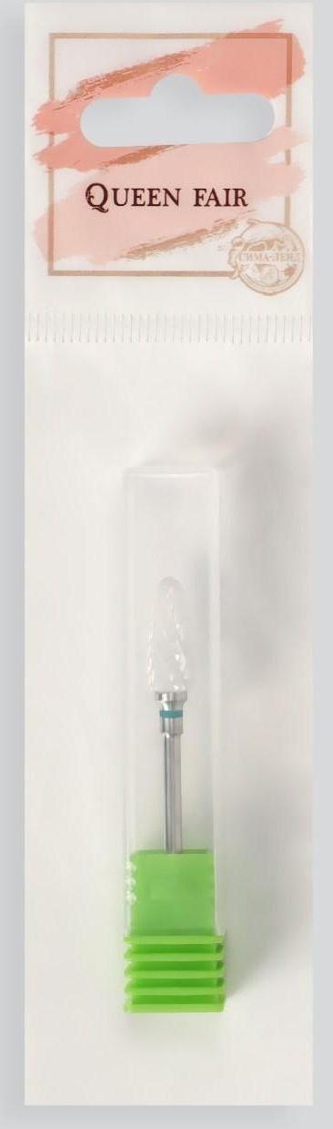 Фреза керамическая для маникюра «Кукуруза», крупная нарезка, 6 × 17 мм, в пластиковом футляре, цвет белый