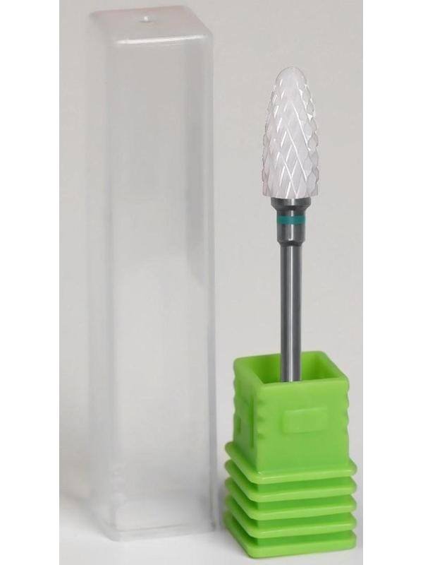 Фреза керамическая для маникюра «Кукуруза», крупная нарезка, 6 × 17 мм, в пластиковом футляре, цвет белый